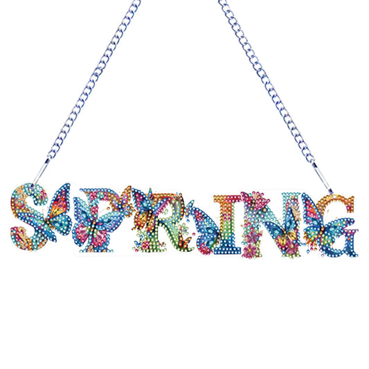 Words with Butterfly Colorful Diamond Art Hanging Pendant for Home Wall Decor
