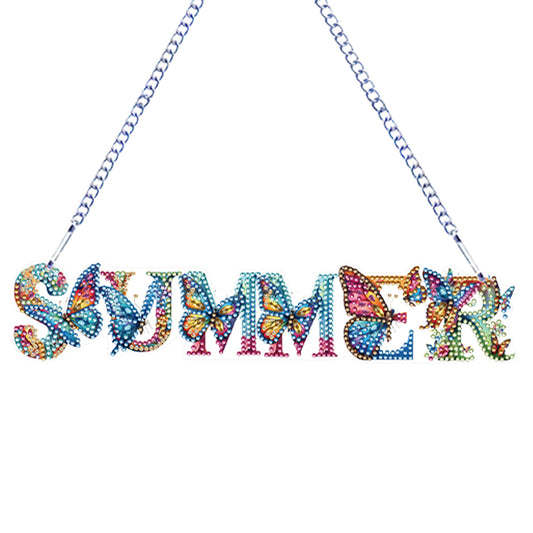 Words with Butterfly Colorful Diamond Art Hanging Pendant for Home Wall Decor
