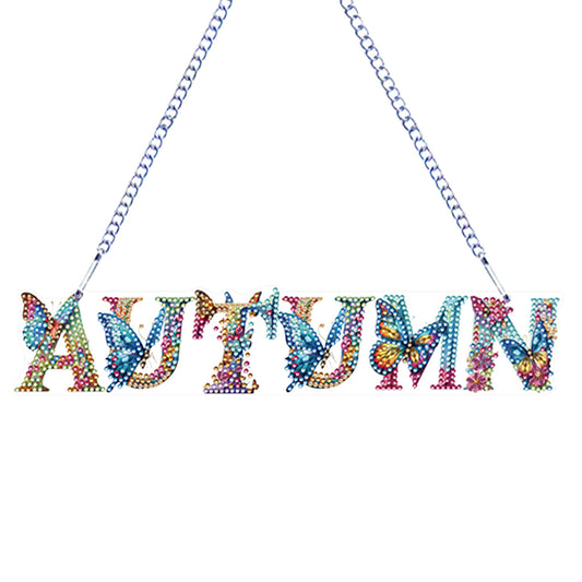 Words with Butterfly Colorful Diamond Art Hanging Pendant for Home Wall Decor
