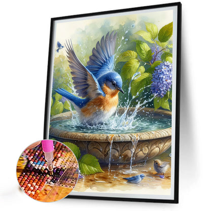 Diamond Painting - Full Round - Birds playing in water (40*50CM)