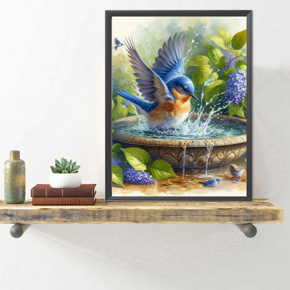 Diamond Painting - Full Round - Birds playing in water (40*50CM)
