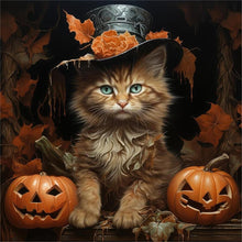 Load image into Gallery viewer, Diamond Painting - Full Round - pumpkin kitten (30*30CM)
