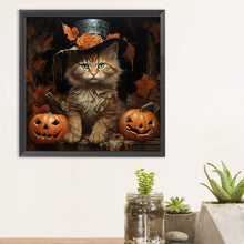 Load image into Gallery viewer, Diamond Painting - Full Round - pumpkin kitten (30*30CM)
