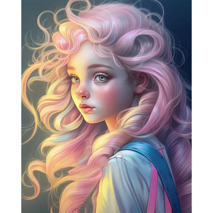 Diamond Painting - Full Round - pink hair girl (40*50CM)