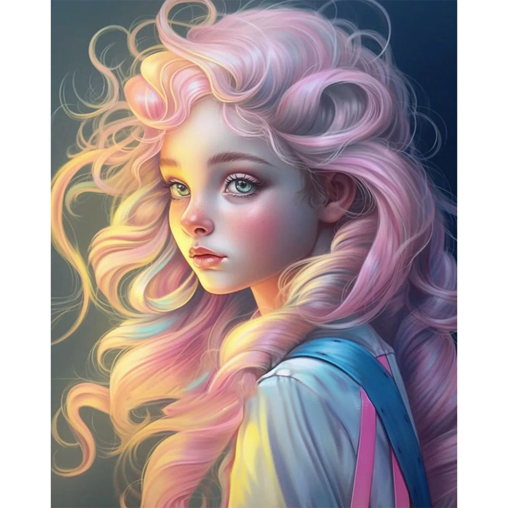 Diamond Painting - Full Round - pink hair girl (40*50CM)