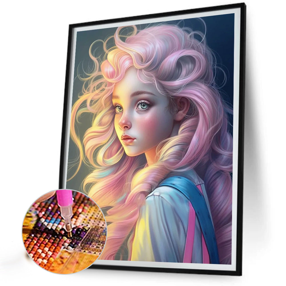 Diamond Painting - Full Round - pink hair girl (40*50CM)