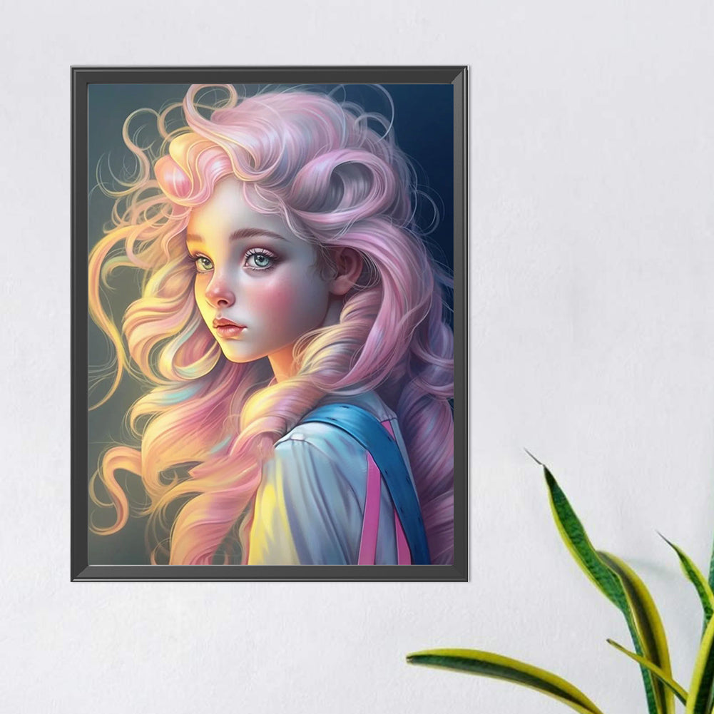 Diamond Painting - Full Round - pink hair girl (40*50CM)
