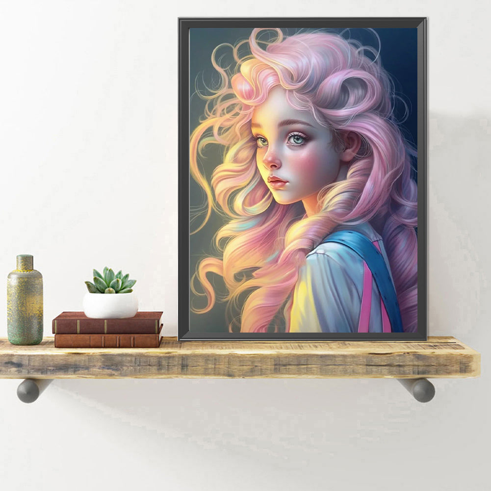 Diamond Painting - Full Round - pink hair girl (40*50CM)
