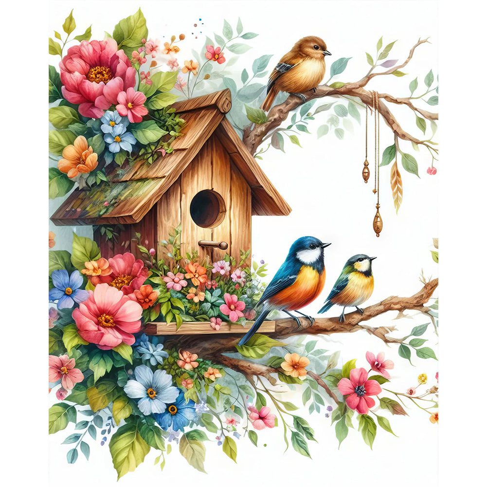 Diamond Painting - Full Round - hut and bird (40*50CM)