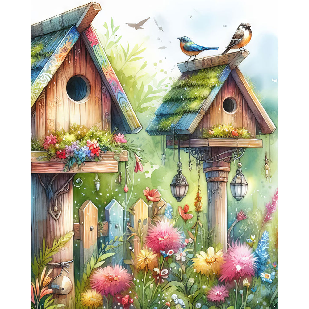 Diamond Painting - Full Round - hut and bird (40*50CM)