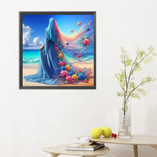 Load image into Gallery viewer, Diamond Painting - Full Round - Woman in headscarf with flowers on the beach (30*30CM)
