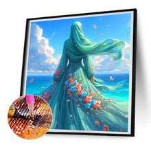 Load image into Gallery viewer, Diamond Painting - Full Round - Woman in headscarf with flowers on the beach (30*30CM)
