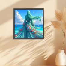 Load image into Gallery viewer, Diamond Painting - Full Round - Woman in headscarf with flowers on the beach (30*30CM)
