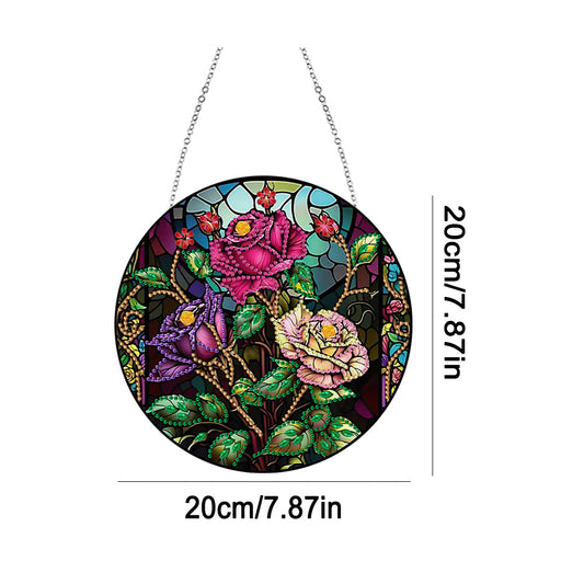 Roses Diamond Painting Art Pendant Flower Acrylic Diamond Painting Hanging Decor