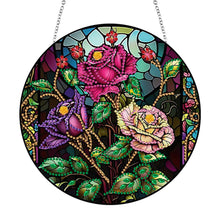 Load image into Gallery viewer, Roses Diamond Painting Art Pendant Flower Acrylic Diamond Painting Hanging Decor
