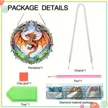 Load image into Gallery viewer, Acrylic Stained Glass Dragon Flower Colorful Diamond Painting Hanging Pendant

