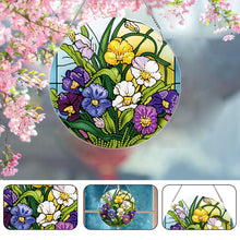 Load image into Gallery viewer, Acrylic Stained Glass Dragon Flower Colorful Diamond Painting Hanging Pendant
