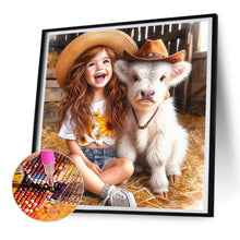 Load image into Gallery viewer, Diamond Painting - Full Round - sunshine girl and cow (30*30CM)
