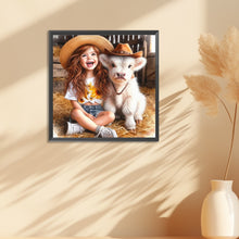 Load image into Gallery viewer, Diamond Painting - Full Round - sunshine girl and cow (30*30CM)

