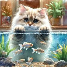 Load image into Gallery viewer, Diamond Painting - Full Round - Cat and fish (30*30CM)
