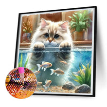 Load image into Gallery viewer, Diamond Painting - Full Round - Cat and fish (30*30CM)
