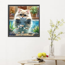 Load image into Gallery viewer, Diamond Painting - Full Round - Cat and fish (30*30CM)

