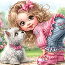 Load image into Gallery viewer, Diamond Painting - Full Round - Naughty girl and puppy (30*30CM)
