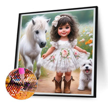 Load image into Gallery viewer, Diamond Painting - Full Round - Sunshine girl with pony and puppy (30*30CM)
