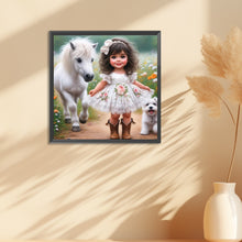 Load image into Gallery viewer, Diamond Painting - Full Round - Sunshine girl with pony and puppy (30*30CM)
