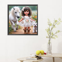 Load image into Gallery viewer, Diamond Painting - Full Round - Sunshine girl with pony and puppy (30*30CM)
