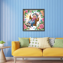 Load image into Gallery viewer, Diamond Painting - Partial Special Shaped - Optimistic old lady on swing (30*30CM)
