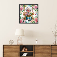 Load image into Gallery viewer, Diamond Painting - Partial Special Shaped - Optimistic old lady on swing (30*30CM)
