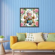 Load image into Gallery viewer, Diamond Painting - Partial Special Shaped - Optimistic old lady on swing (30*30CM)
