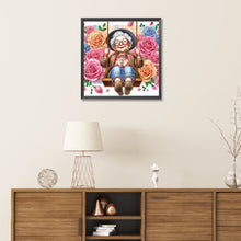 Load image into Gallery viewer, Diamond Painting - Partial Special Shaped - Optimistic old lady on swing (30*30CM)
