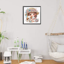 Load image into Gallery viewer, Diamond Painting - Partial Special Shaped - Puppy and girl in white (30*30CM)
