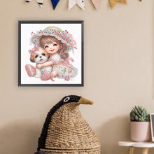 Load image into Gallery viewer, Diamond Painting - Partial Special Shaped - Puppy and happy girl (30*30CM)
