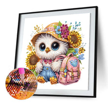 Load image into Gallery viewer, Diamond Painting - Partial Special Shaped - Sunflower white owl at the beginning of school season (30*30CM)
