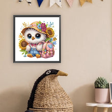 Load image into Gallery viewer, Diamond Painting - Partial Special Shaped - Sunflower white owl at the beginning of school season (30*30CM)
