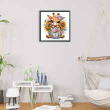 Load image into Gallery viewer, Diamond Painting - Partial Special Shaped - Little giraffe with sunflowers in school season (30*30CM)

