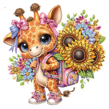 Load image into Gallery viewer, Diamond Painting - Partial Special Shaped - Sunflower giraffe in school season (30*30CM)
