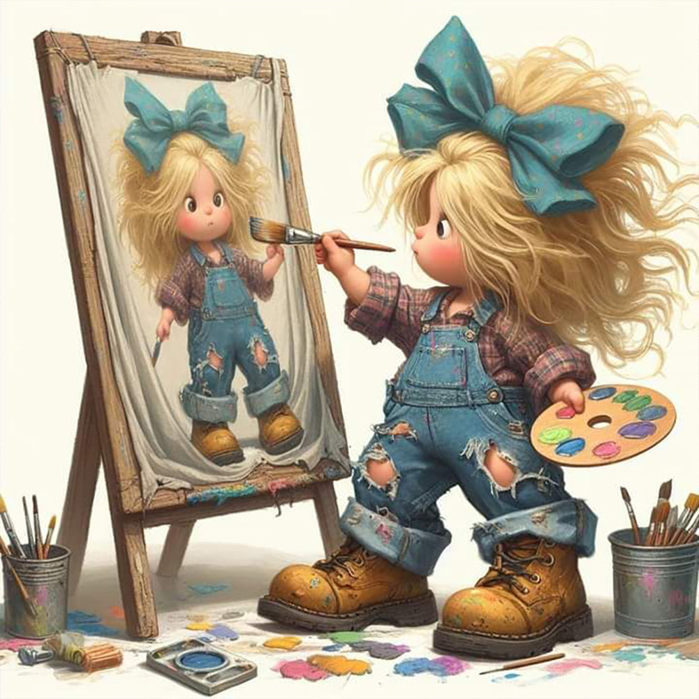 Diamond Painting - Full Round - Granny and little girl with afro hair (30*30CM)