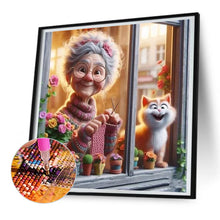 Load image into Gallery viewer, Diamond Painting - Full Round - Granny and little girl with afro hair (30*30CM)
