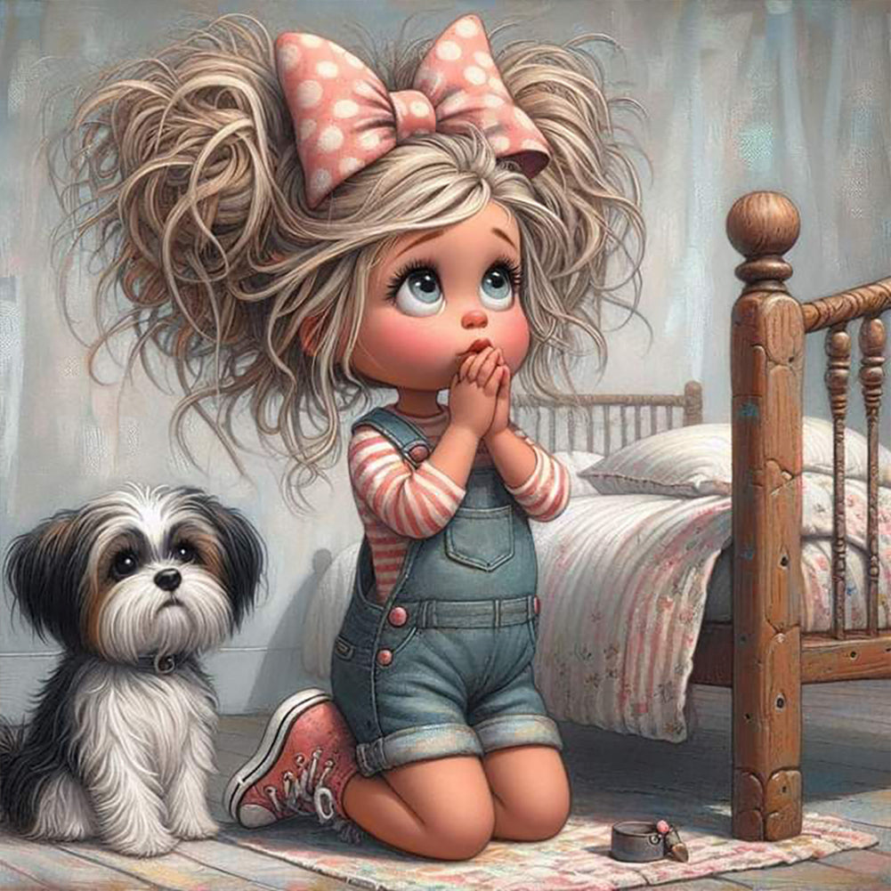 Diamond Painting - Full Round - Granny and little girl with afro hair (30*30CM)