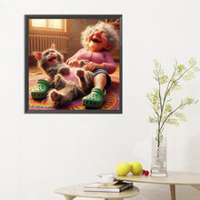 Load image into Gallery viewer, Diamond Painting - Full Round - Granny and little girl with afro hair (30*30CM)
