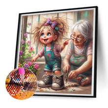 Load image into Gallery viewer, Diamond Painting - Full Round - Granny and little girl with afro hair (30*30CM)
