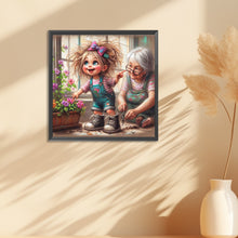 Load image into Gallery viewer, Diamond Painting - Full Round - Granny and little girl with afro hair (30*30CM)
