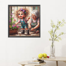 Load image into Gallery viewer, Diamond Painting - Full Round - Granny and little girl with afro hair (30*30CM)
