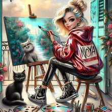 Load image into Gallery viewer, AB Diamond Painting - Full Round - modern art girl (40*40CM)
