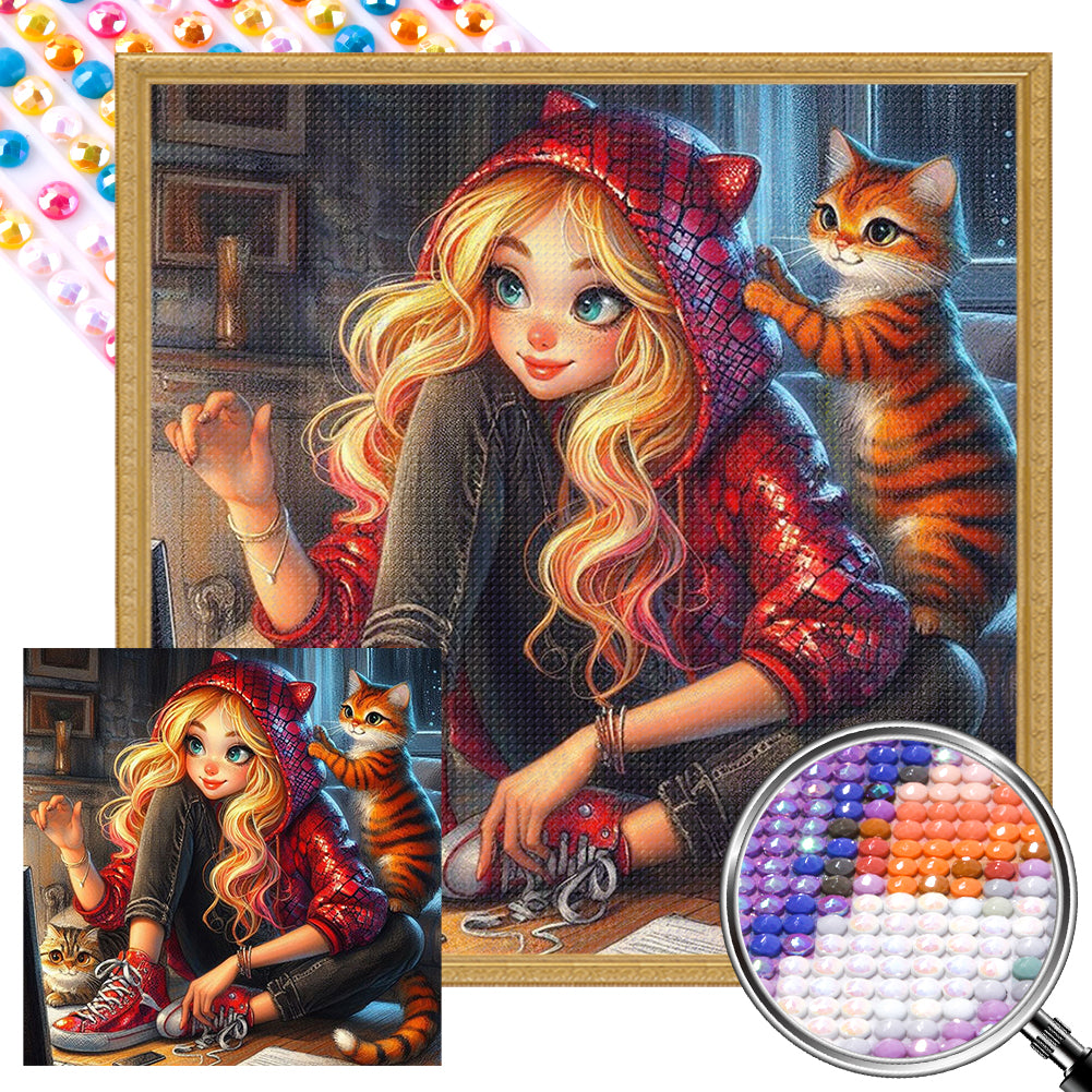 AB Diamond Painting - Full Round - modern fashion girl (40*40CM)