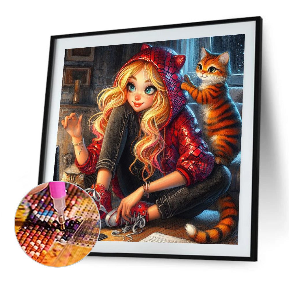 AB Diamond Painting - Full Round - modern fashion girl (40*40CM)